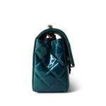 CHANEL Green 23P Multi Tone Green Patent Quilted Mini Rectangular Flap Light Gold Hardware - Redeluxe