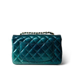 CHANEL Green 23P Multi Tone Green Patent Quilted Mini Rectangular Flap Light Gold Hardware - Redeluxe