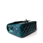 CHANEL Green 23P Multi Tone Green Patent Quilted Mini Rectangular Flap Light Gold Hardware - Redeluxe