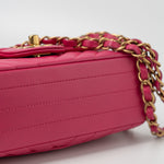 CHANEL Handbag 15s Pink Lambskin Chevron Mini Rectangular Flap Aged Gold Hardware - Redeluxe