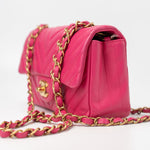 CHANEL Handbag 15s Pink Lambskin Chevron Mini Rectangular Flap Aged Gold Hardware - Redeluxe