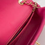 CHANEL Handbag 15s Pink Lambskin Chevron Mini Rectangular Flap Aged Gold Hardware - Redeluxe