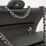 CHANEL Handbag 17B Grey Caviar Quilted Classic Flap Medium Silver Hardware - Redeluxe