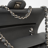 CHANEL Handbag 17B Grey Caviar Quilted Classic Flap Medium Silver Hardware - Redeluxe