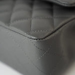 CHANEL Handbag 17B Grey Caviar Quilted Classic Flap Medium Silver Hardware - Redeluxe