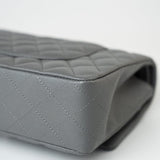 CHANEL Handbag 17B Grey Caviar Quilted Classic Flap Medium Silver Hardware - Redeluxe