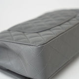 CHANEL Handbag 17B Grey Caviar Quilted Classic Flap Medium Silver Hardware - Redeluxe