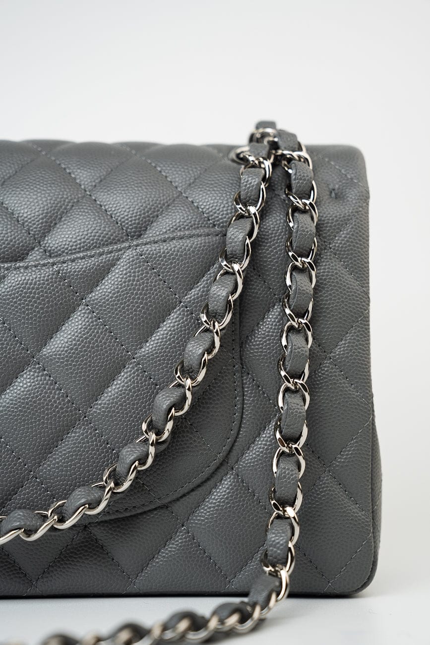 17B Grey Caviar Quilted Classic Flap Medium Silver Hardware – REDELUXE
