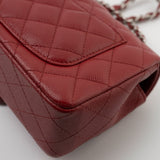 CHANEL Handbag 17B Mini Rectangular Red Caviar Quilted Flap Silver Hardware’s - Redeluxe