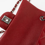 CHANEL Handbag 17B Mini Rectangular Red Caviar Quilted Flap Silver Hardware’s - Redeluxe