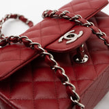 CHANEL Handbag 17B Mini Rectangular Red Caviar Quilted Flap Silver Hardware’s - Redeluxe
