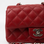 CHANEL Handbag 17B Mini Rectangular Red Caviar Quilted Flap Silver Hardware’s - Redeluxe