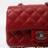 CHANEL Handbag 17B Mini Rectangular Red Caviar Quilted Flap Silver Hardware’s - Redeluxe