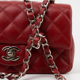 CHANEL Handbag 17B Mini Rectangular Red Caviar Quilted Flap Silver Hardware’s - Redeluxe