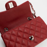 CHANEL Handbag 17B Mini Rectangular Red Caviar Quilted Flap Silver Hardware’s - Redeluxe