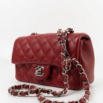 CHANEL Handbag 17B Mini Rectangular Red Caviar Quilted Flap Silver Hardware’s - Redeluxe