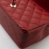 CHANEL Handbag 17B Mini Rectangular Red Caviar Quilted Flap Silver Hardware’s - Redeluxe