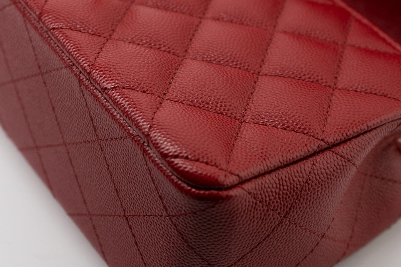 CHANEL Handbag 17B Mini Rectangular Red Caviar Quilted Flap Silver Hardware’s - Redeluxe