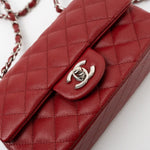 CHANEL Handbag 17B Mini Rectangular Red Caviar Quilted Flap Silver Hardware’s - Redeluxe