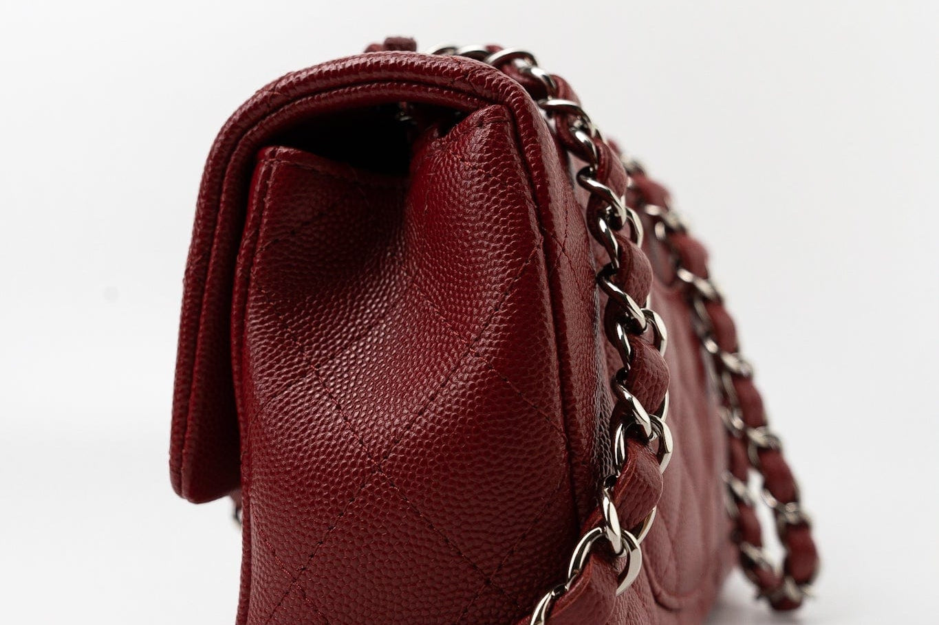 CHANEL Handbag 17B Mini Rectangular Red Caviar Quilted Flap Silver Hardware’s - Redeluxe