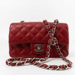 CHANEL Handbag 17B Mini Rectangular Red Caviar Quilted Flap Silver Hardware’s - Redeluxe