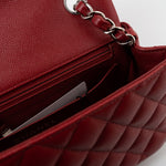 CHANEL Handbag 17B Mini Rectangular Red Caviar Quilted Flap Silver Hardware’s - Redeluxe