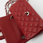 CHANEL Handbag 17B Mini Rectangular Red Caviar Quilted Flap Silver Hardware’s - Redeluxe