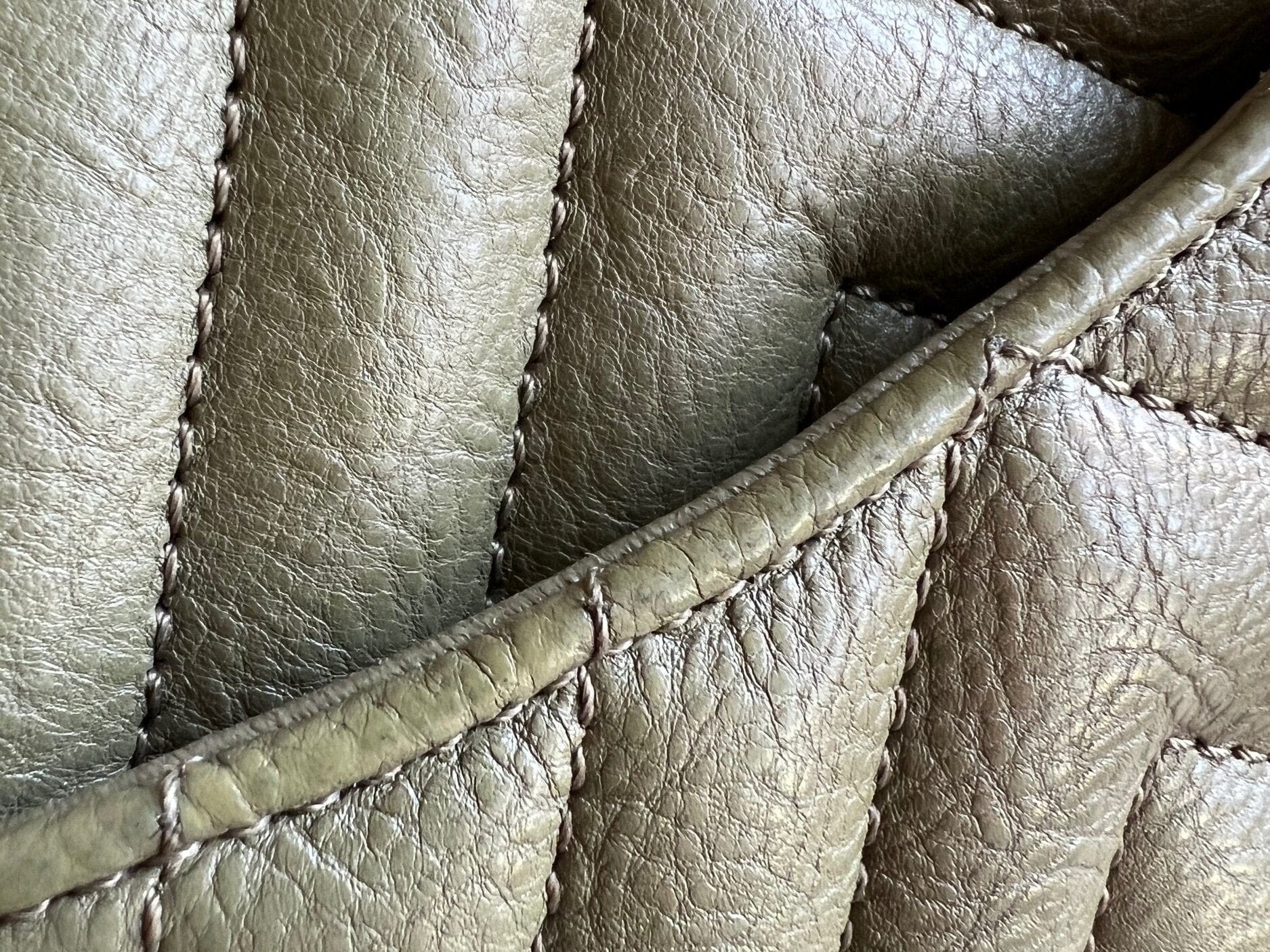 Chanel Handbag 17C Khaki Green Chevron Calfskin Mini Rectangular Flap Brushed GHW - Redeluxe