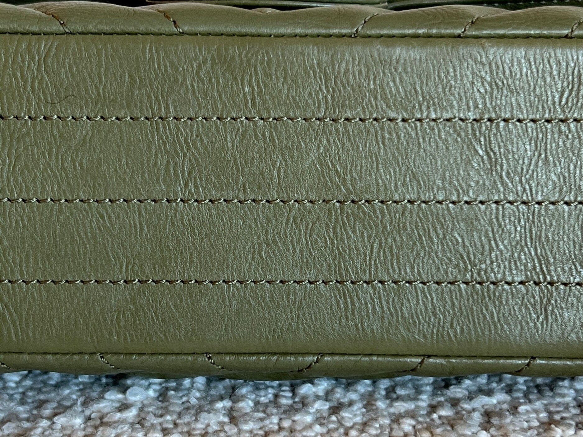 Chanel Handbag 17C Khaki Green Chevron Calfskin Mini Rectangular Flap Brushed GHW - Redeluxe