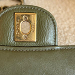 Chanel Handbag 17C Khaki Green Chevron Calfskin Mini Rectangular Flap Brushed GHW - Redeluxe