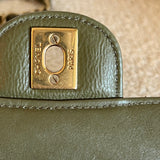 Chanel Handbag 17C Khaki Green Chevron Calfskin Mini Rectangular Flap Brushed GHW - Redeluxe