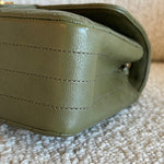 Chanel Handbag 17C Khaki Green Chevron Calfskin Mini Rectangular Flap Brushed GHW - Redeluxe