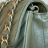 Chanel Handbag 17C Khaki Green Chevron Calfskin Mini Rectangular Flap Brushed GHW - Redeluxe