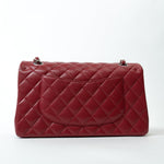 CHANEL Handbag 18B Raspberry Red Caviar Quilted Classic Flap Medium Silver Hardware - Redeluxe