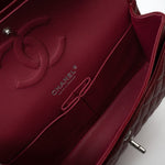 CHANEL Handbag 18B Raspberry Red Caviar Quilted Classic Flap Medium Silver Hardware - Redeluxe