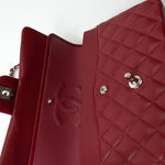 CHANEL Handbag 18B Raspberry Red Caviar Quilted Classic Flap Medium Silver Hardware - Redeluxe