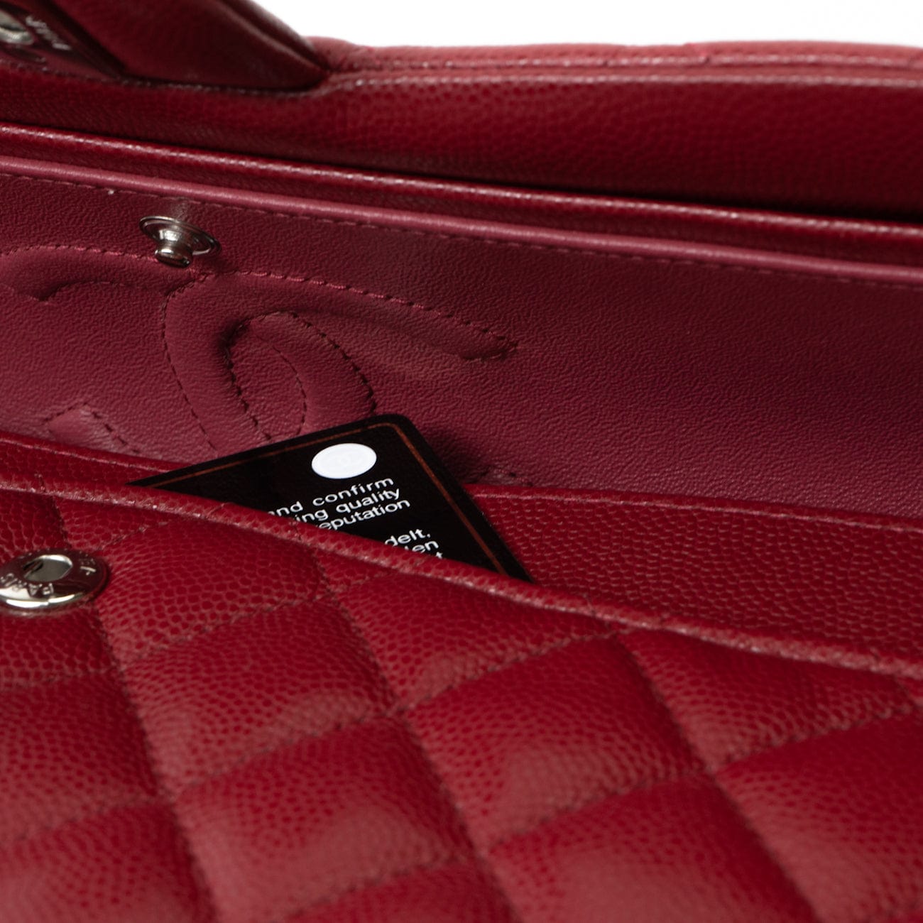 CHANEL Handbag 18B Raspberry Red Caviar Quilted Classic Flap Medium Silver Hardware - Redeluxe