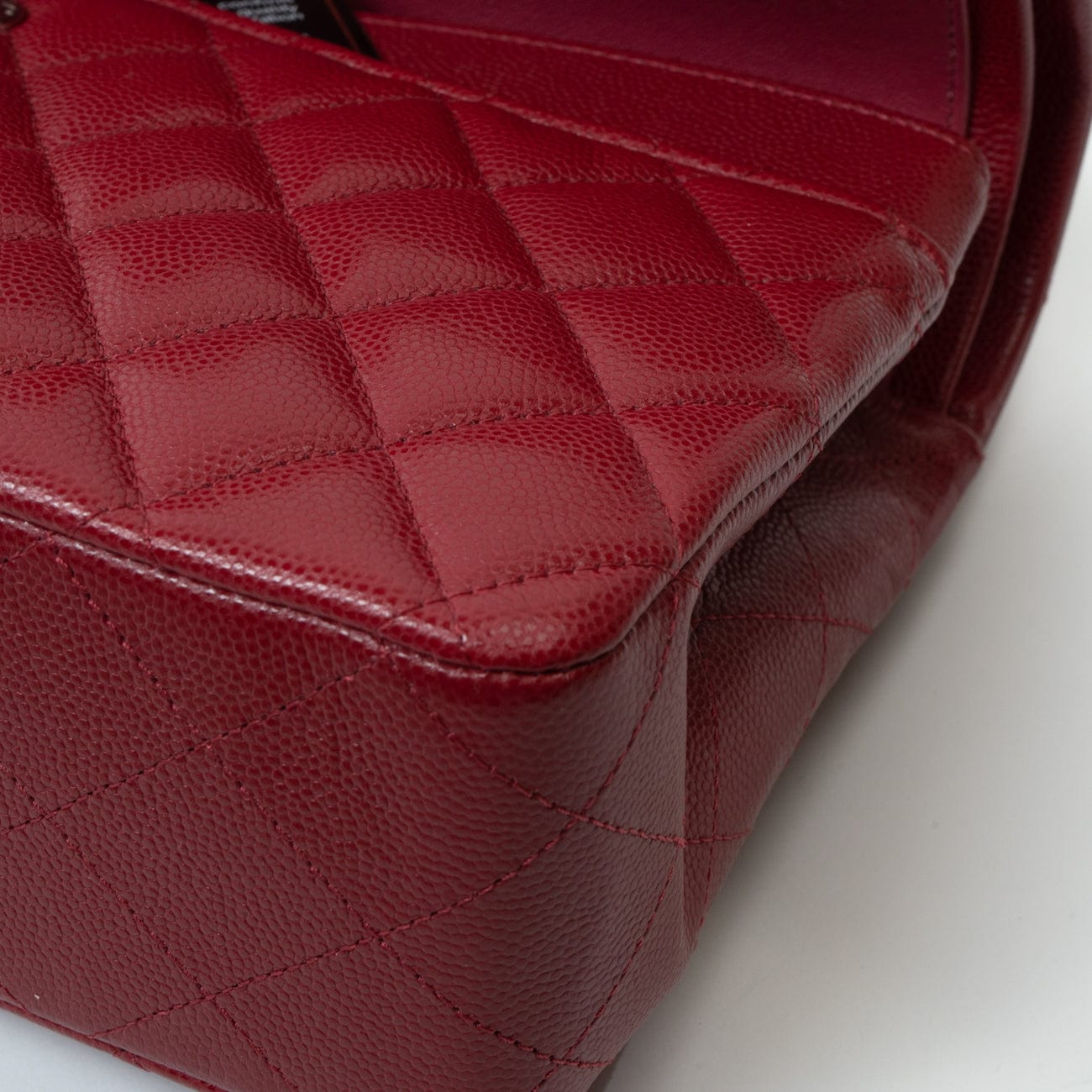CHANEL Handbag 18B Raspberry Red Caviar Quilted Classic Flap Medium Silver Hardware - Redeluxe