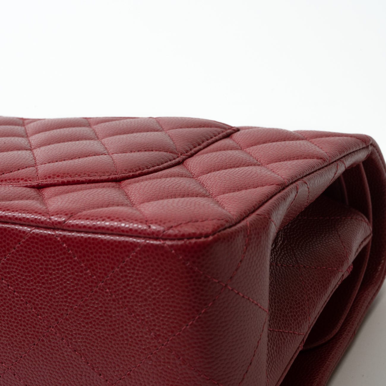 CHANEL Handbag 18B Raspberry Red Caviar Quilted Classic Flap Medium Silver Hardware - Redeluxe