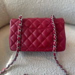 CHANEL Handbag 18B Raspberry Red Caviar Quilted Mini Rectangular Single Flap with Light Gold Hardware - Redeluxe