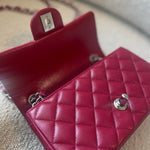 CHANEL Handbag 18B Raspberry Red Caviar Quilted Mini Rectangular Single Flap with Light Gold Hardware - Redeluxe