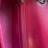 CHANEL Handbag 18B Raspberry Red Caviar Quilted Mini Rectangular Single Flap with Light Gold Hardware - Redeluxe