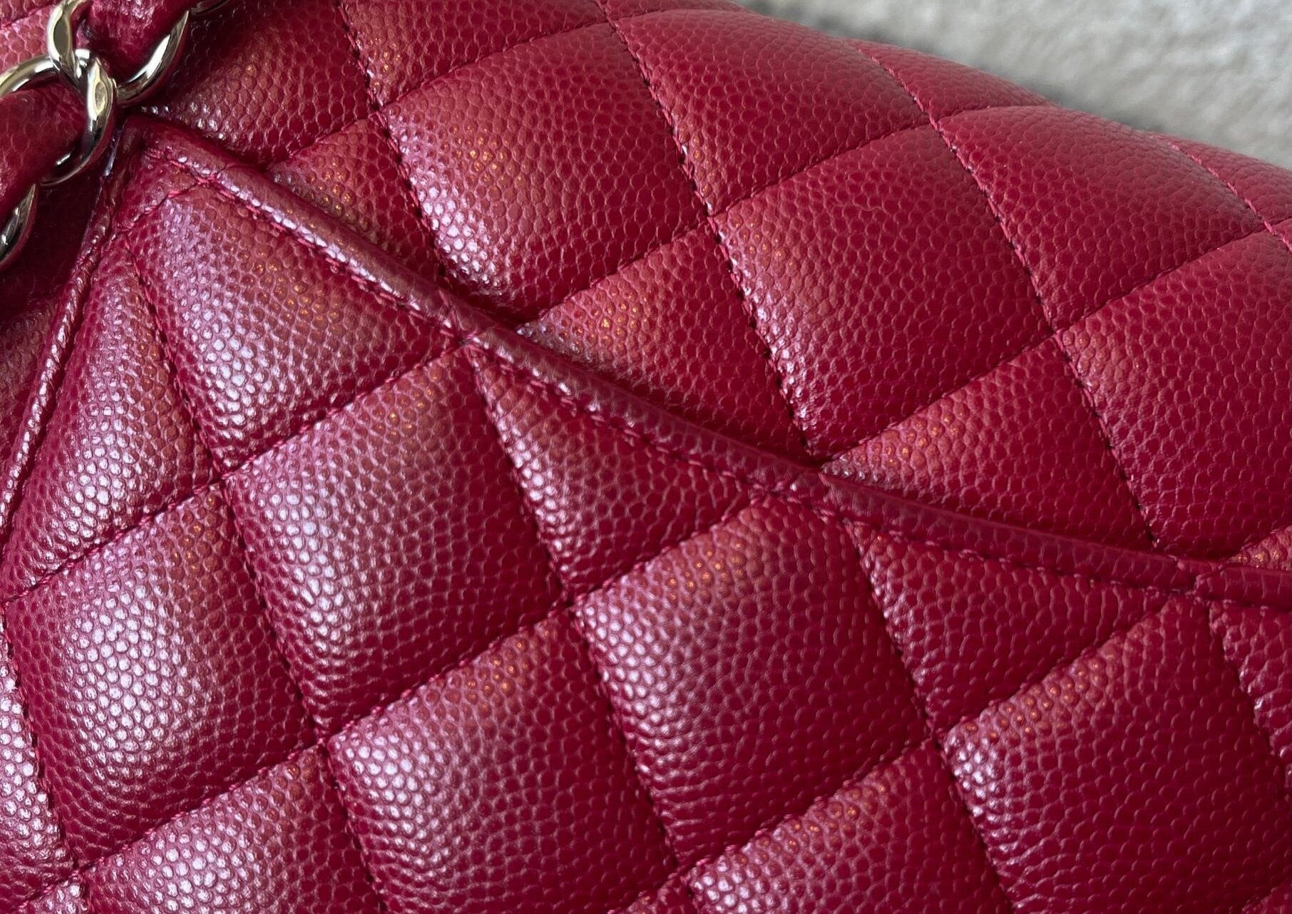 CHANEL Handbag 18B Raspberry Red Caviar Quilted Mini Rectangular Single Flap with Light Gold Hardware - Redeluxe