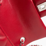 CHANEL Handbag 18B Raspberry Red Caviar Quilted Mini Rectangular Single Flap with Silver Hardware - Redeluxe