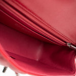 CHANEL Handbag 18B Raspberry Red Caviar Quilted Mini Rectangular Single Flap with Silver Hardware - Redeluxe
