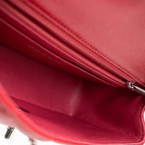 CHANEL Handbag 18B Raspberry Red Caviar Quilted Mini Rectangular Single Flap with Silver Hardware - Redeluxe
