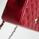 CHANEL Handbag 18B Raspberry Red Caviar Quilted Mini Rectangular Single Flap with Silver Hardware - Redeluxe
