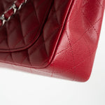 CHANEL Handbag 18B Raspberry Red Caviar Quilted Mini Rectangular Single Flap with Silver Hardware - Redeluxe
