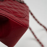 CHANEL Handbag 18B Raspberry Red Caviar Quilted Mini Rectangular Single Flap with Silver Hardware - Redeluxe