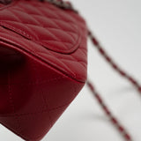 CHANEL Handbag 18B Raspberry Red Caviar Quilted Mini Rectangular Single Flap with Silver Hardware - Redeluxe